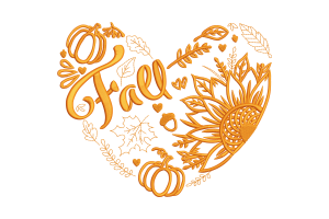 Fall Sunflower Heart Embroidery Design