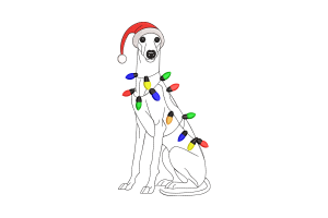 Festive Greyhound Christmas Lights Embroidery Design
