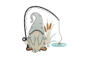 Fishing Gnome Embroidery Design