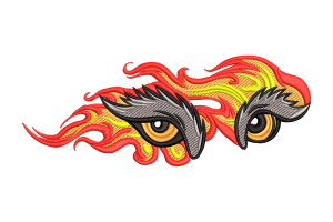 Flaming Eyes Embroidery Design