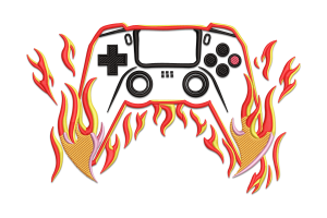 Flaming Game Controller Embroidery Design