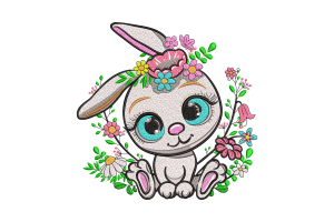 Floral Bunny Embroidery Design
