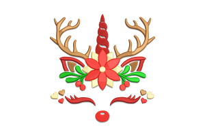 Floral Christmas Unicorn Embroidery Design