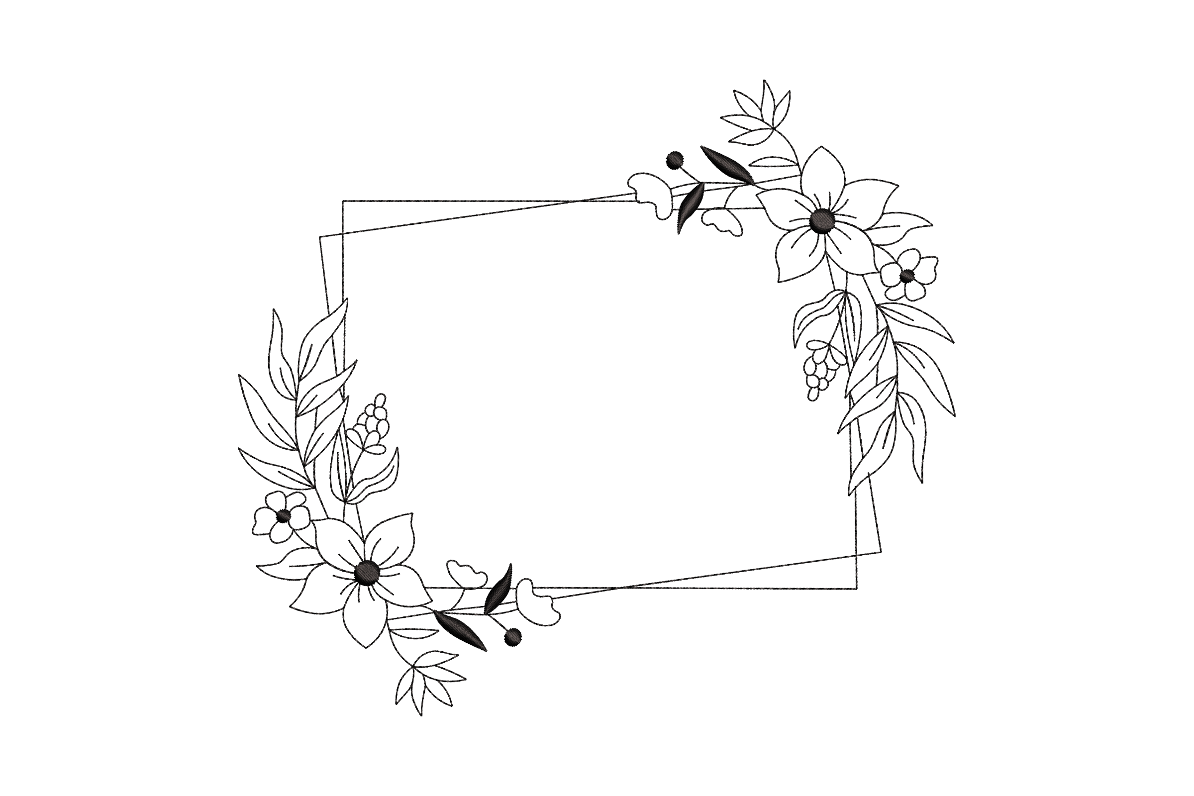 Floral Frame Embroidery Design