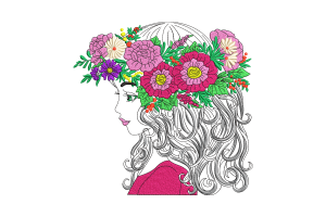 Floral Girl Embroidery Design