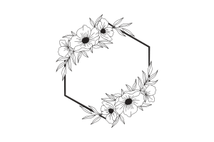 Floral Hexagon Frame Embroidery Design