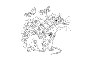 Floral Mouse Embroidery Design