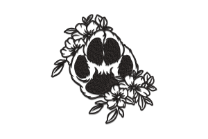 Floral Paw Print Embroidery Design