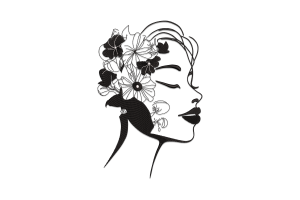 Floral Woman Silhouette Embroidery Design