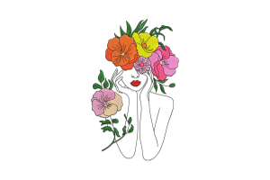 Floral Woman Silhouette Embroidery Design