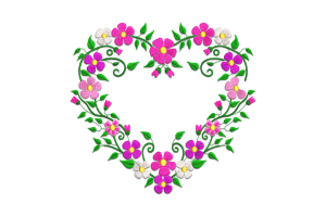 Flower Heart Frame Embroidery Design