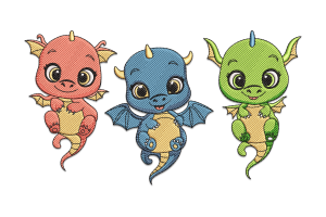 Flying Dragons Embroidery Design