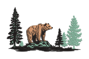 Forest Bear Embroidery Design