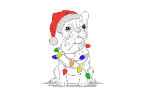 French Bulldog Christmas Embroidery Design