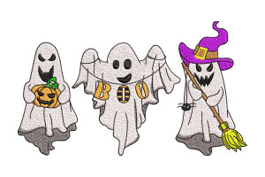 Ghost Trio Halloween Embroidery Design