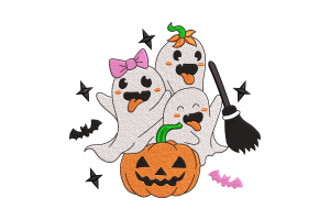 Ghost Trio Machine Embroidery Design
