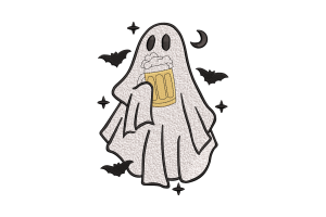 Ghost with Beer Mug Machine Embroidery Design