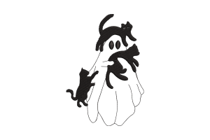 Ghost with Cats Embroidery Design