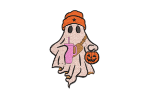 Ghost with Halloween Accessories Embroidery Design
