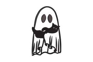 Ghost with Playful Cat Embroidery Design