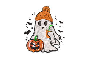 Ghost with Pumpkin and Accessories Machine Embroidery Design