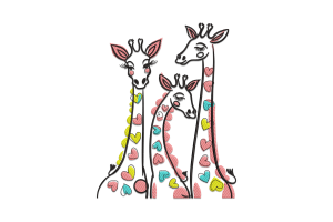 Giraffe Family Embroidery Design