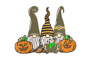 Gnome Halloween Pumpkin Trio Embroidery Design
