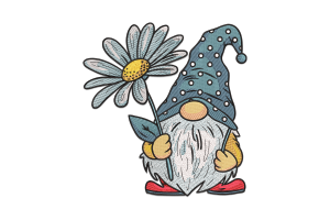 Gnome with a Daisy Embroidery Design