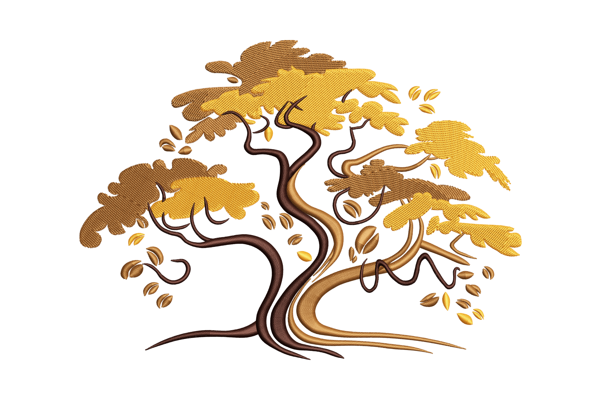 Golden Autumn Tree Embroidery Design