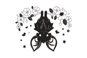 Gothic Floral Bat Embroidery Design
