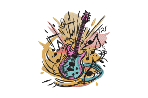 Guitar Embroidery Design