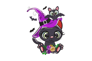 Halloween Cat Embroidery Design