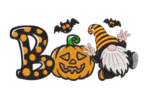 Halloween Gnome Boo Embroidery Design