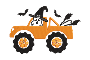Halloween Monster Truck Embroidery Design