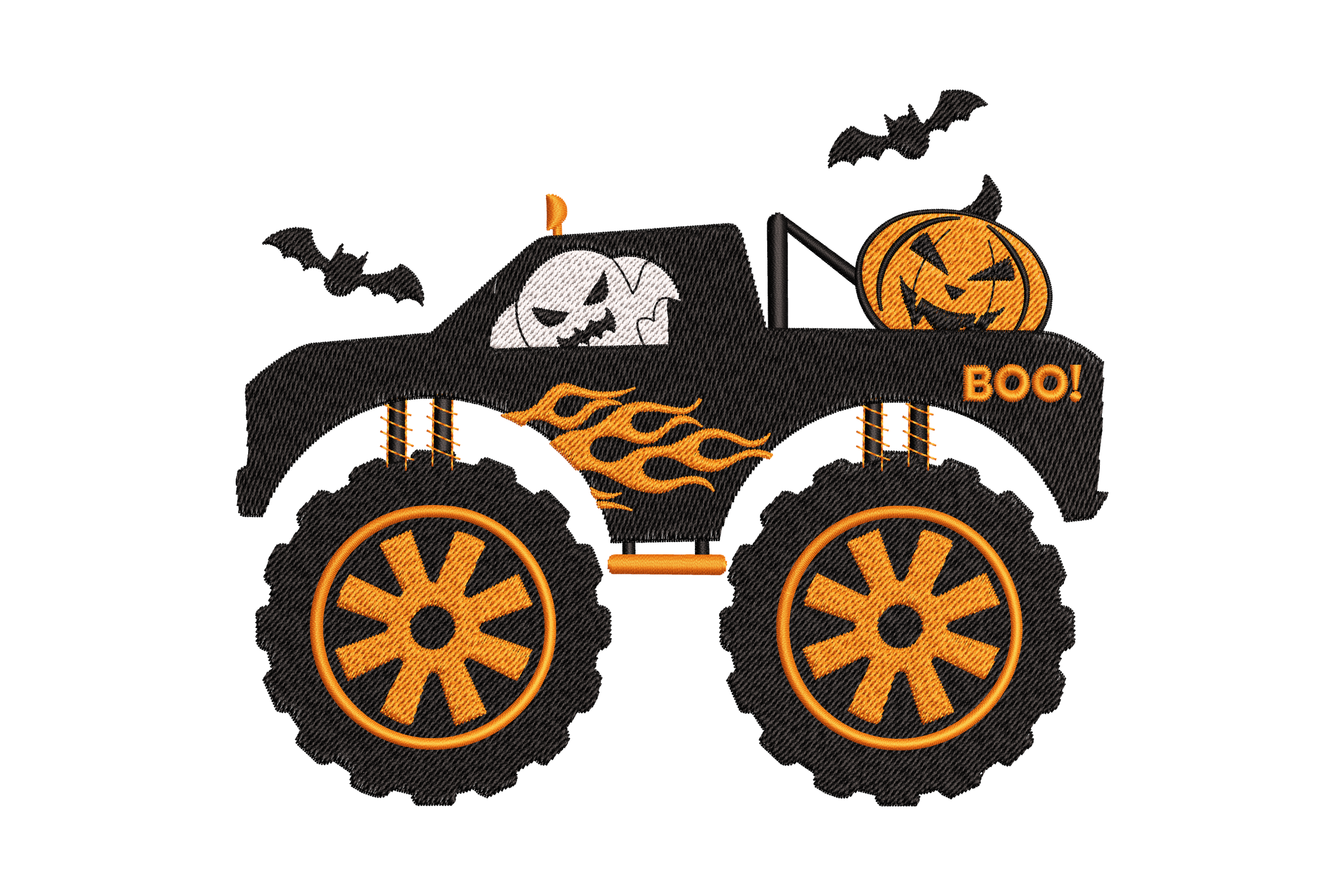 Halloween Monster Truck Machine Embroidery Design