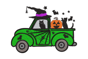Halloween Truck Embroidery Design