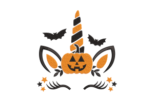 Halloween Unicorn Pumpkin Machine Embroidery Design