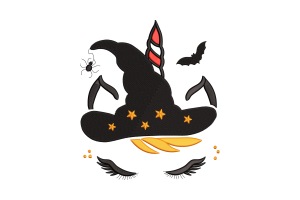 Halloween Witch Hat Unicorn Embroidery Design