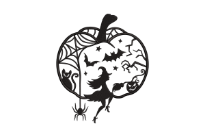 Halloween Witch in Pumpkin Embroidery Design