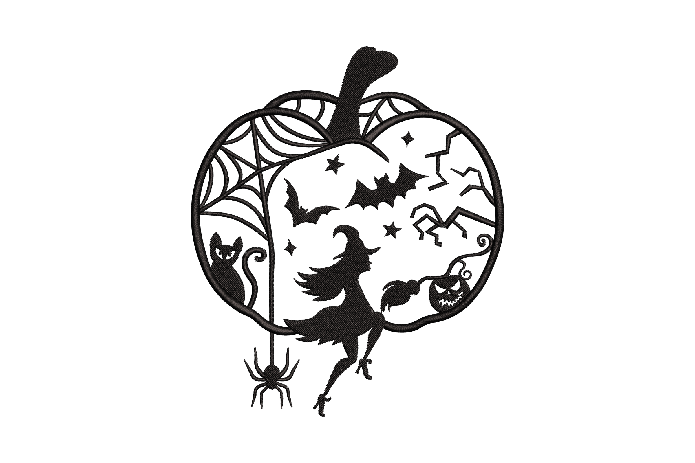 Halloween Witch in Pumpkin Embroidery Design