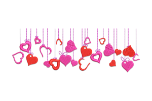 Hanging Hearts Embroidery Design