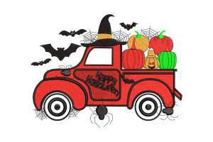 Happy Halloween Truck Embroidery Design