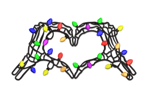 Heart Christmas Lights Machine Embroidery Design