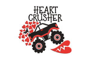 Heart Crusher Monster Truck Embroidery Design
