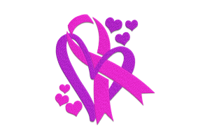 Heart Ribbon Awareness Embroidery Design