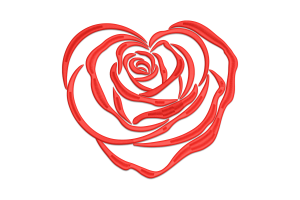 Heart Rose Embroidery Design
