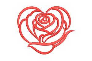Heart Rose Embroidery Design