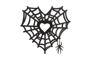 Heart Web Spider Embroidery Design