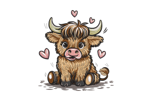 Highland Cow Embroidery Design
