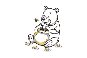 Honey Bear Embroidery Design